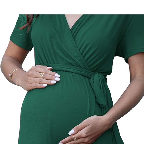 Split Front Maternity Maxi Wrap Dress - Picture 3 of 5